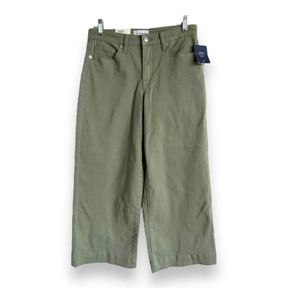 Crown & Ivy Womens Crop Jeans Sz 4R 4 Wide Leg Army Olive Green Denim NEW - Picture 3 of 6